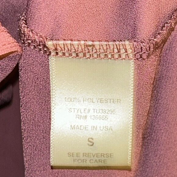 !Anthropologie West Kei Alexa Surplice V-Neck Roll Tab Pink Blouse Top Sz. Small - Picture 5 of 6